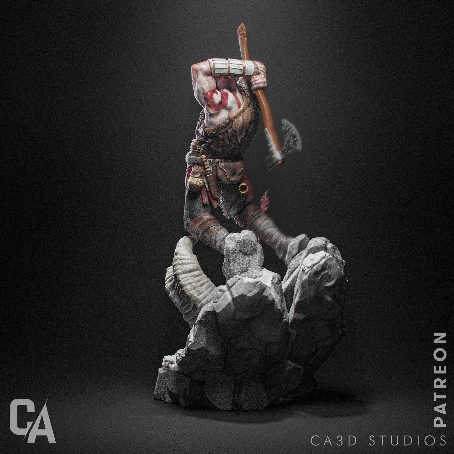 Unleash the God of War: Kratos 3D-Printed Collectible Figure – Masterpiece Gaming Statue