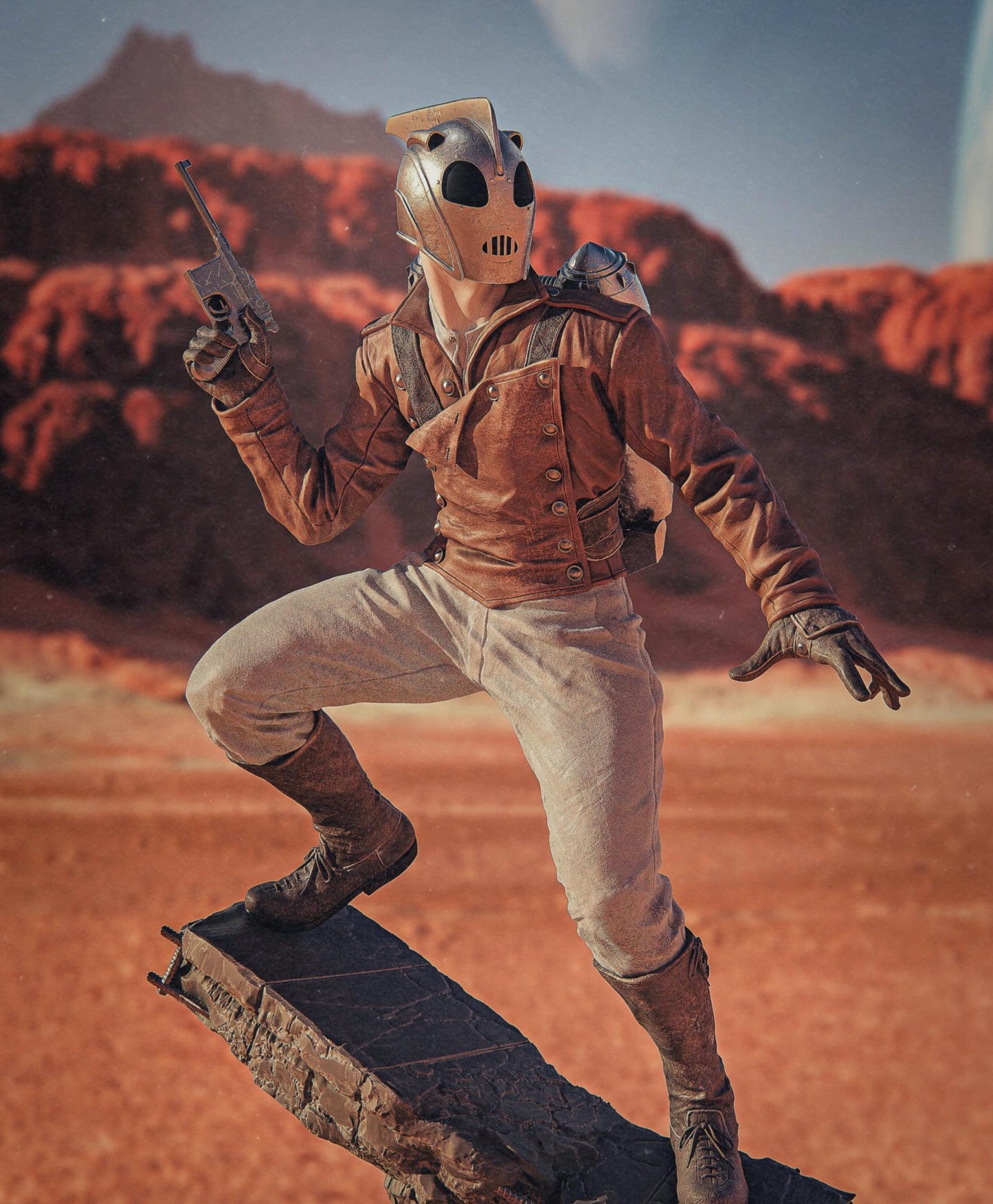 The Rocketeer Collectible Statue Hand-Painted 3D Resin Figure - Ready-to-Display Retro Hero, Pulp Adventure Art