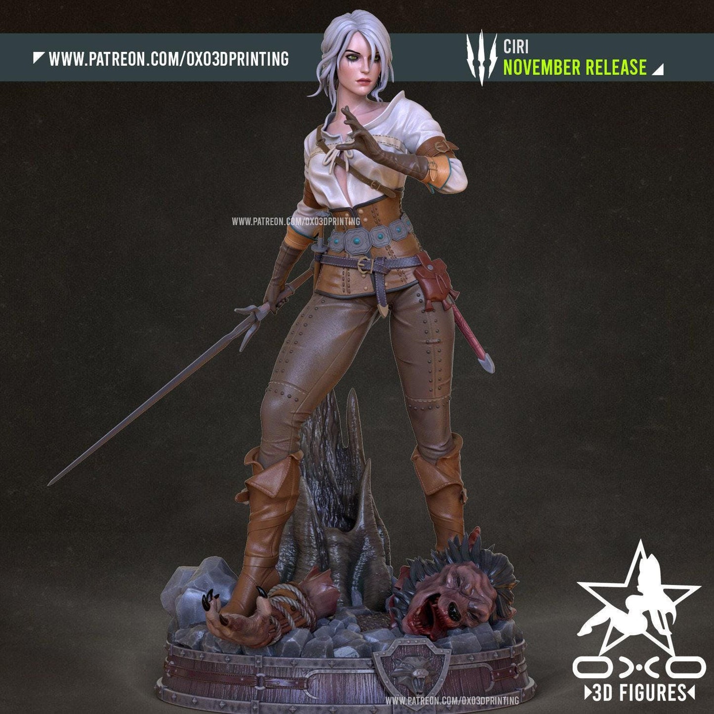 Ciri The Witcher Resin Statue - Hand-Painted or Unpainted 3D Printed Collectible | Fantasy NSFW Decor