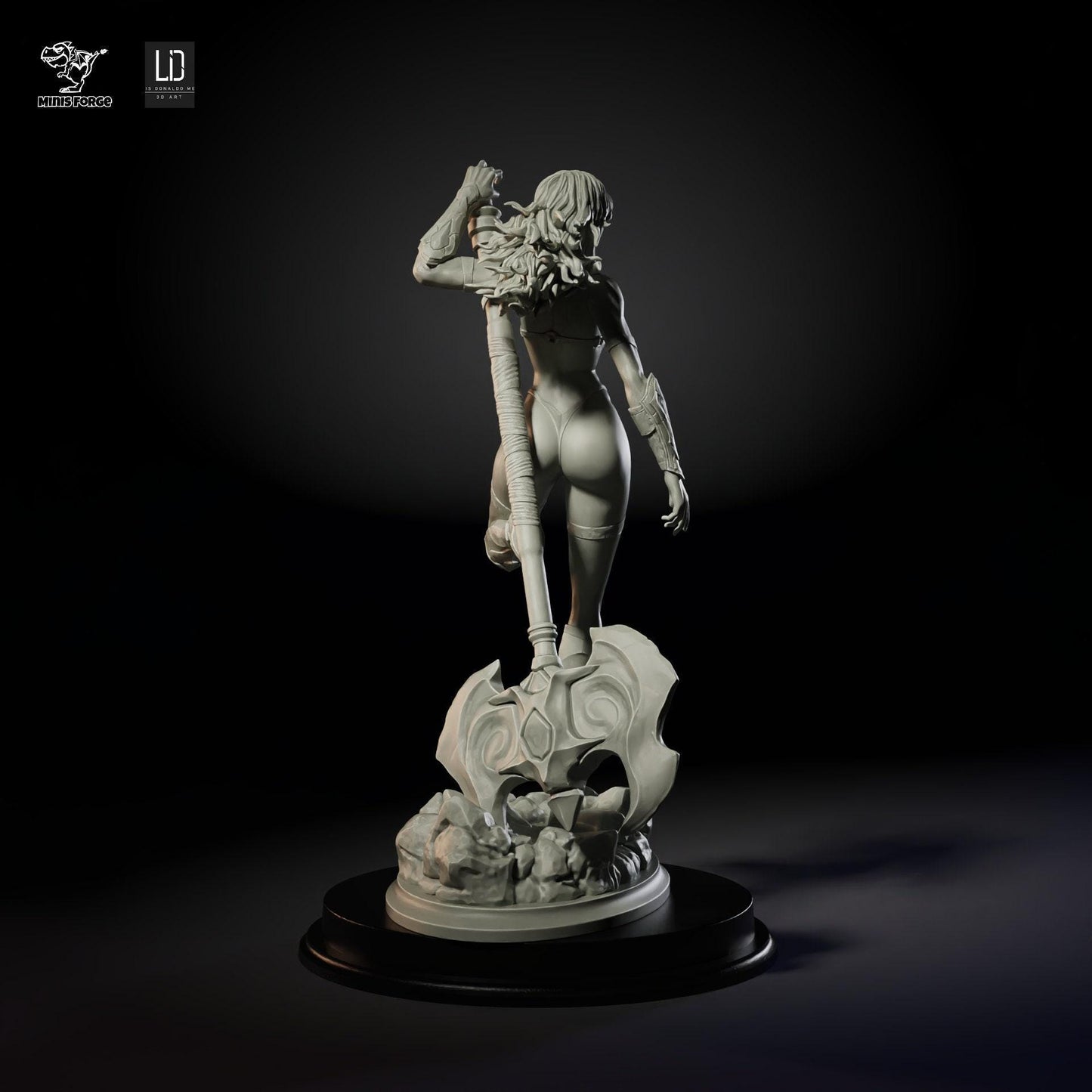 Unleash the Power: Barbarian Axe Wielder 3D Printed Collectible Statue - Hand-Painted Fantasy Figure
