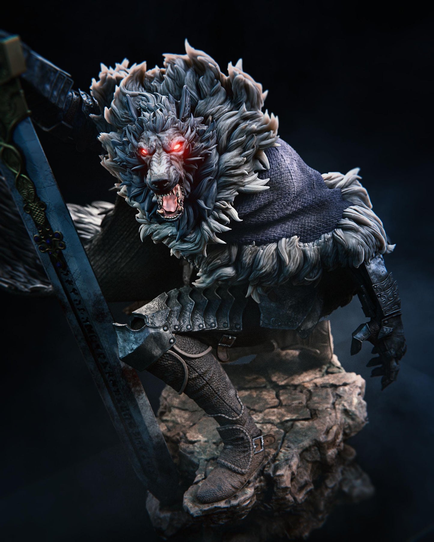 Blaidd Collectible Statue Hand-Painted 3D Resin Figure - Ready-to-Display Wolf Knight, Elden Ring Memorabilia, Shadow of the Erdtree Art