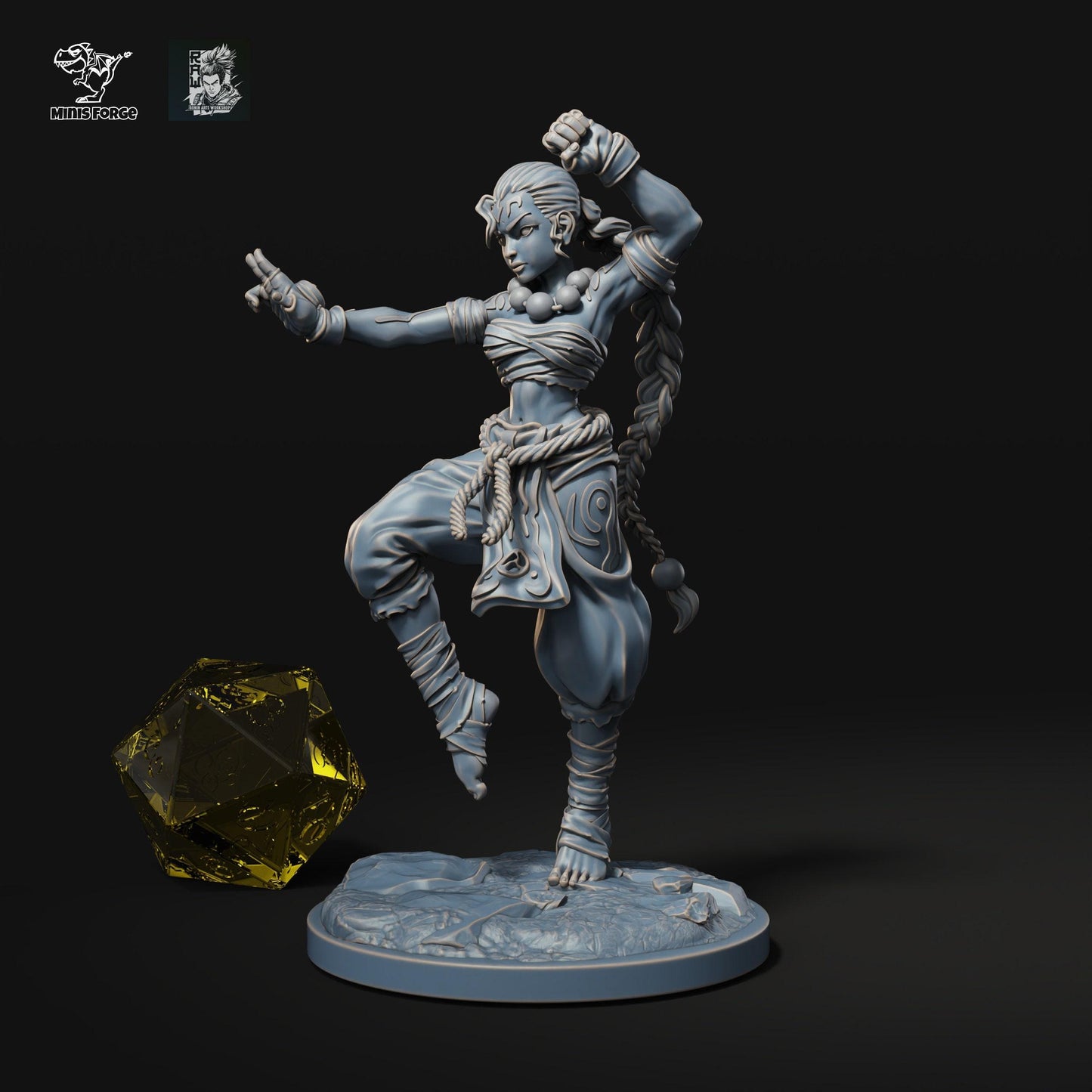 Karoku Fighting Monk, Dnd miniatures, Tabletop miniatures, 3d printed miniatures, Pathfinder, Dnd, dungeons and dragons, 35 mm, warrior monk