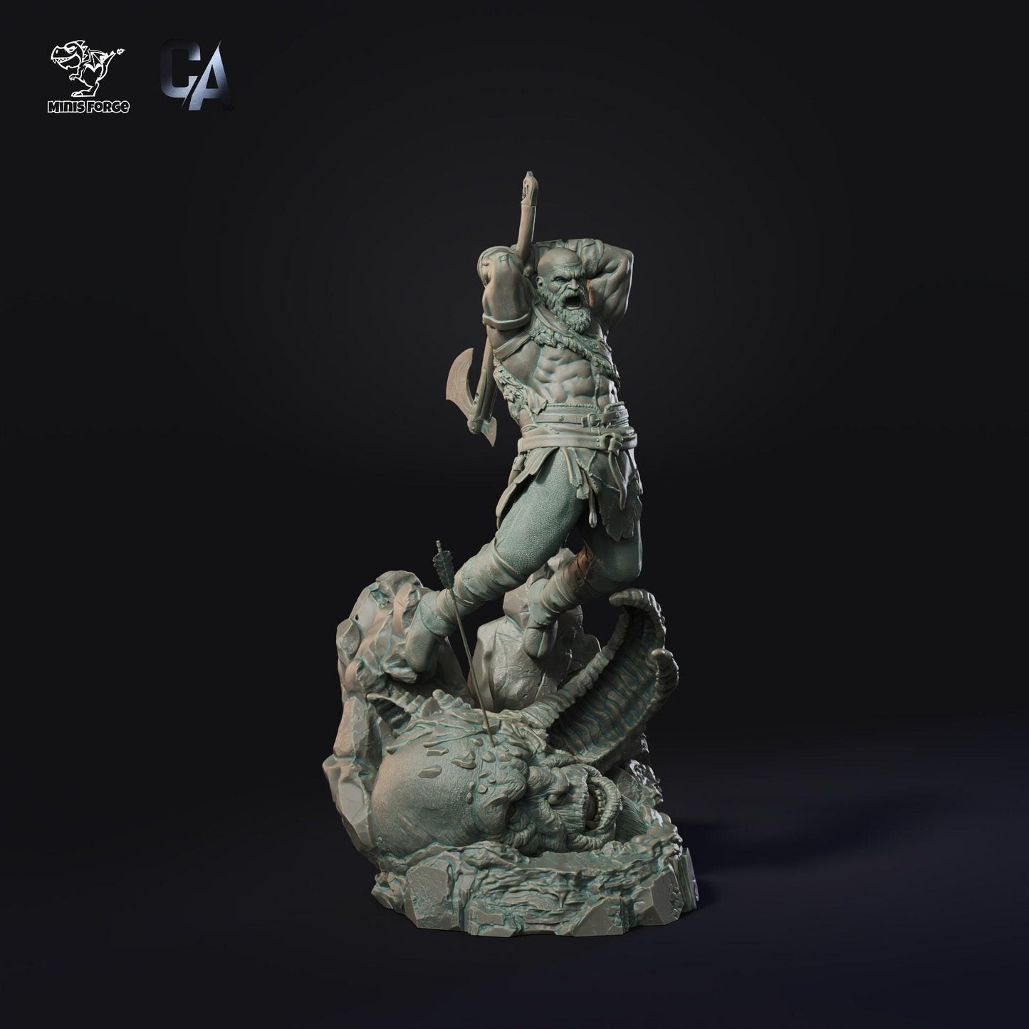 Unleash the God of War: Kratos 3D-Printed Collectible Figure – Masterpiece Gaming Statue