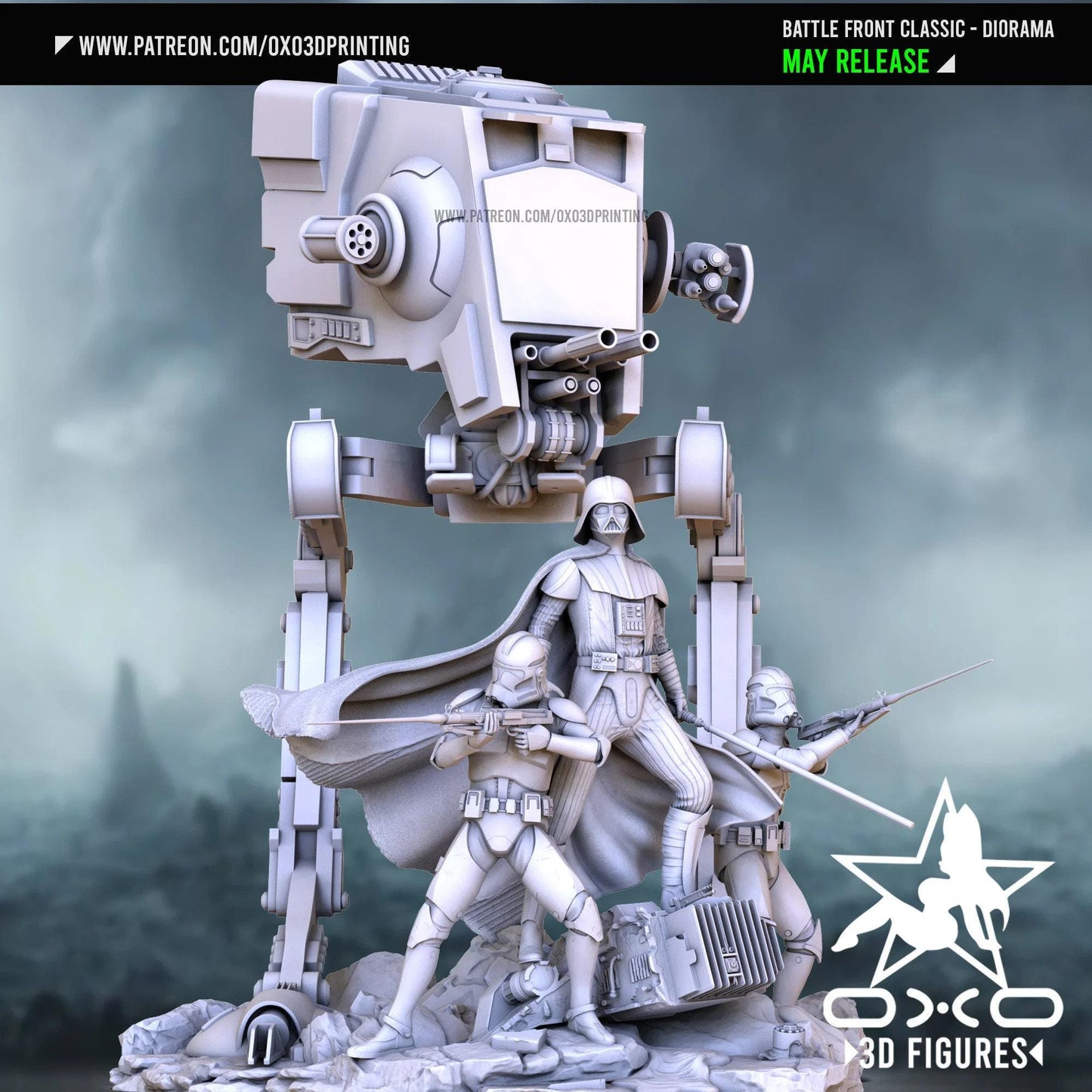 Epic Last Stand: Darth Vader & Stormtroopers 3D Printed Diorama Statue - Star Wars Collector's Miniature