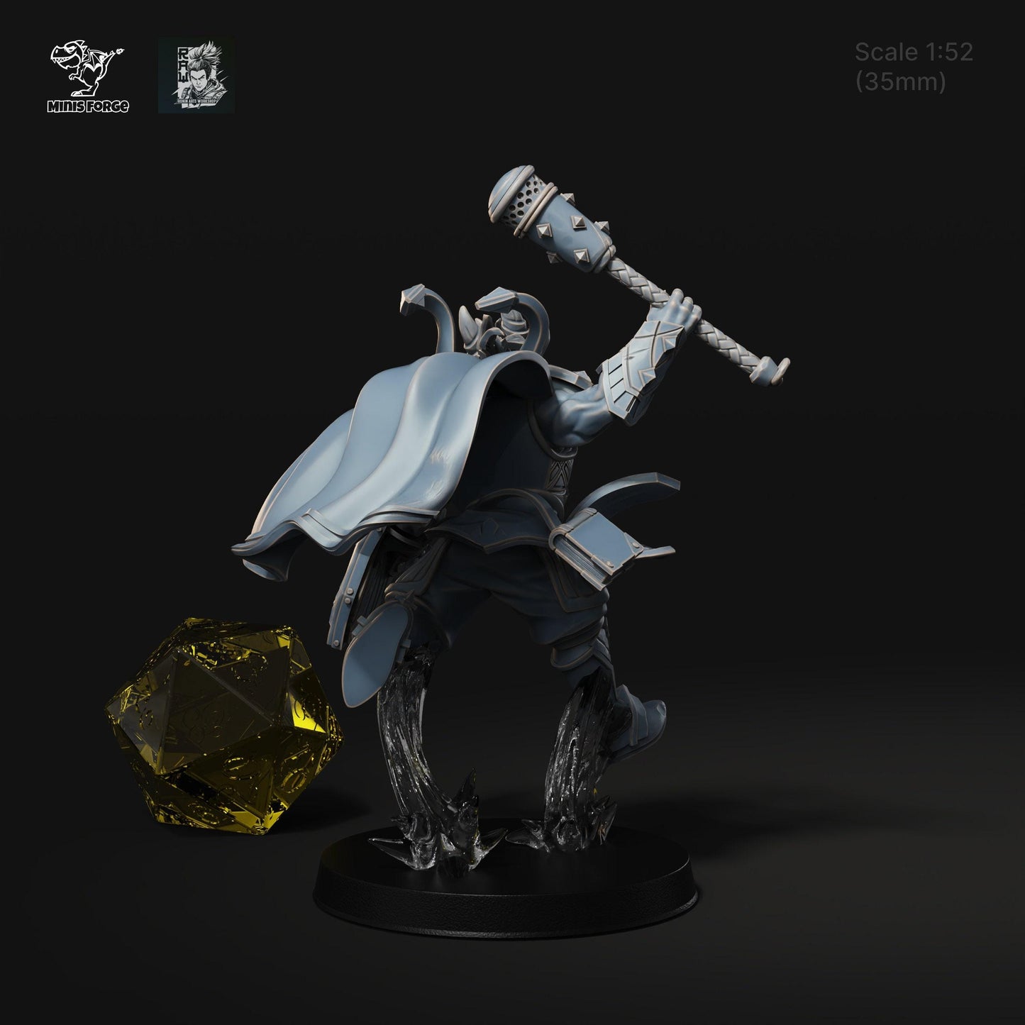 Korgon Dragonkin Paladin: Embark on Heroic Adventures with a 3D-Printed Miniature for DnD, Pathfinder, Warsurge, and Tabletop Battles, 35mm