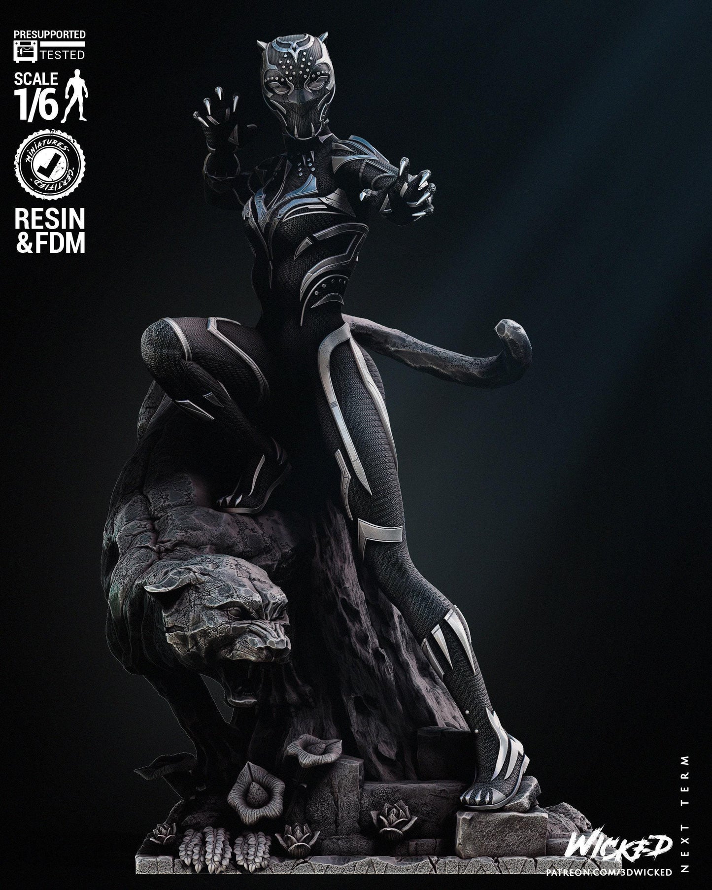 Black Panther 3d print Collectible Miniature statue figure gift idea for man woman painter painted scale 1\6