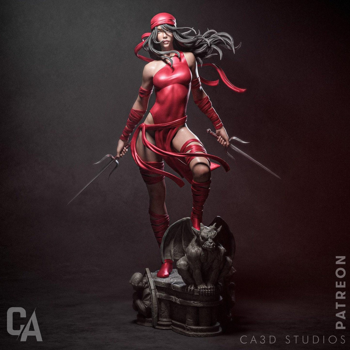 Exclusive Marvel Elektra 3D Printed Statue: Detailed NSFW Fan Art Collectible - Assassin Anti-Heroine