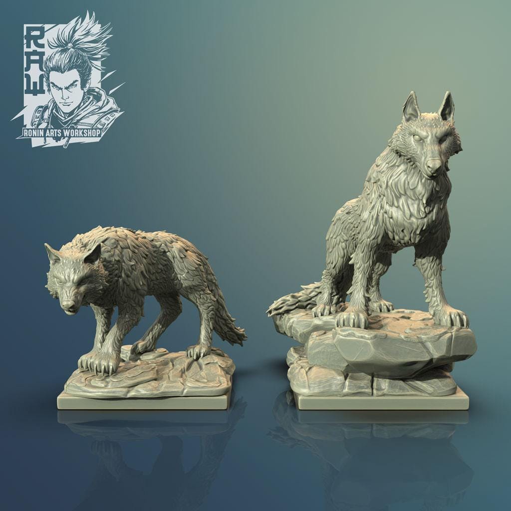 Wolves, Dnd miniatures, Tabletop miniatures, 3d printed miniatures, Collectible figurines, Pathfinder, Dnd, dungeons and dragons
