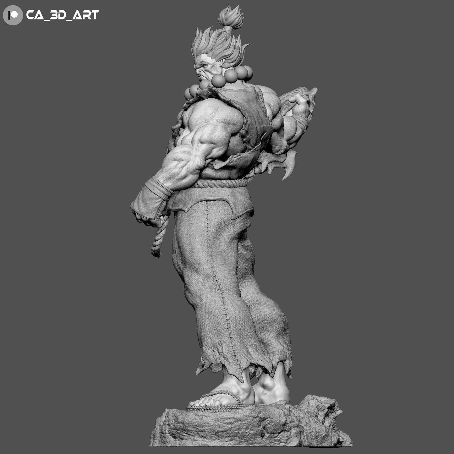 Unleash the Raging Demon: Akuma 3D Printed Resin Collectible Statue - Street Fighter Icon