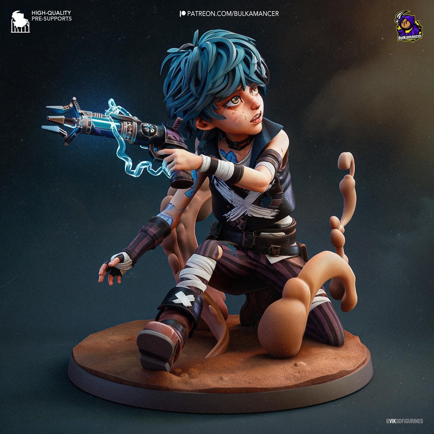 a figurine of a woman with a gun