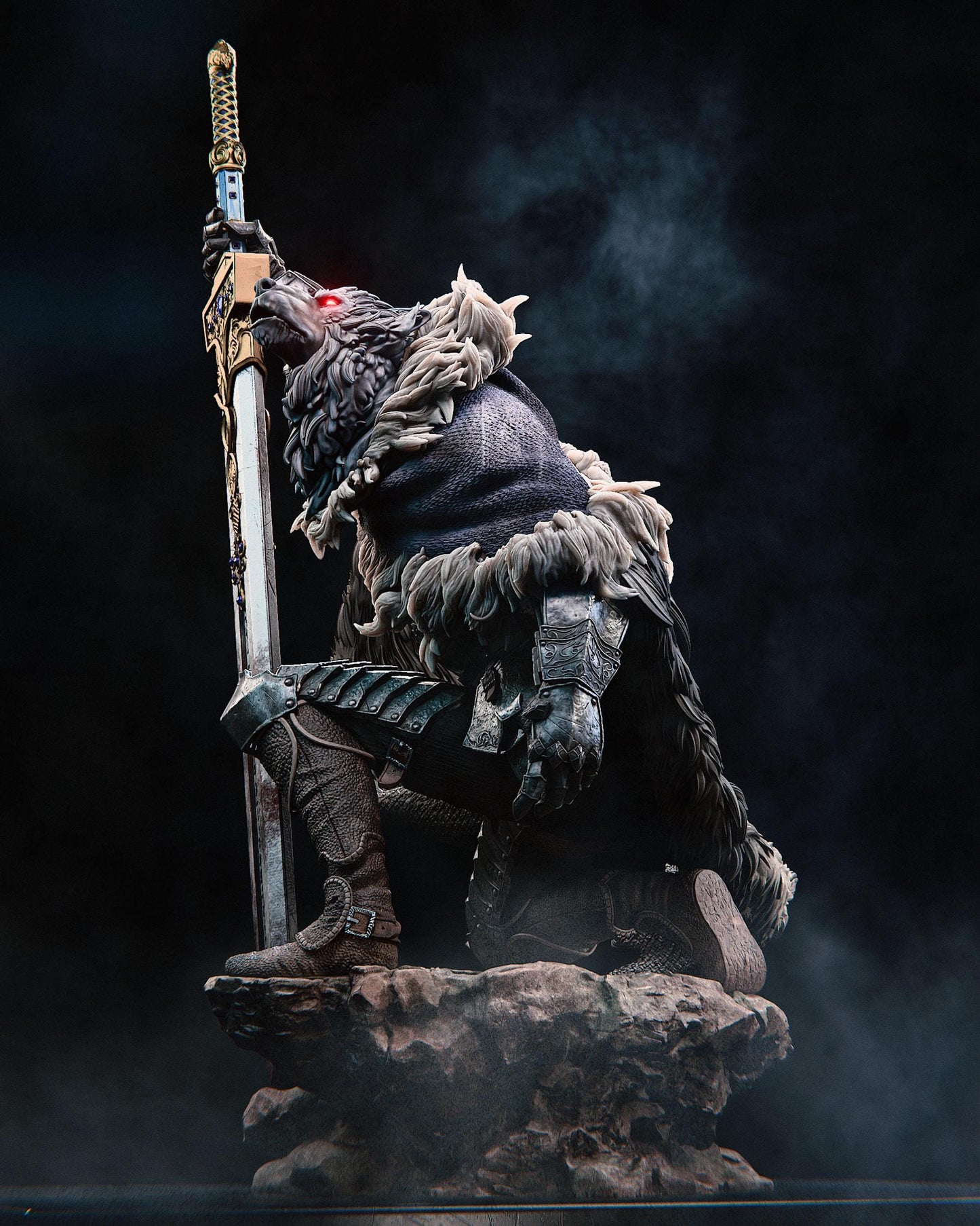 Blaidd Collectible Statue Hand-Painted 3D Resin Figure - Ready-to-Display Wolf Knight, Elden Ring Memorabilia, Shadow of the Erdtree Art
