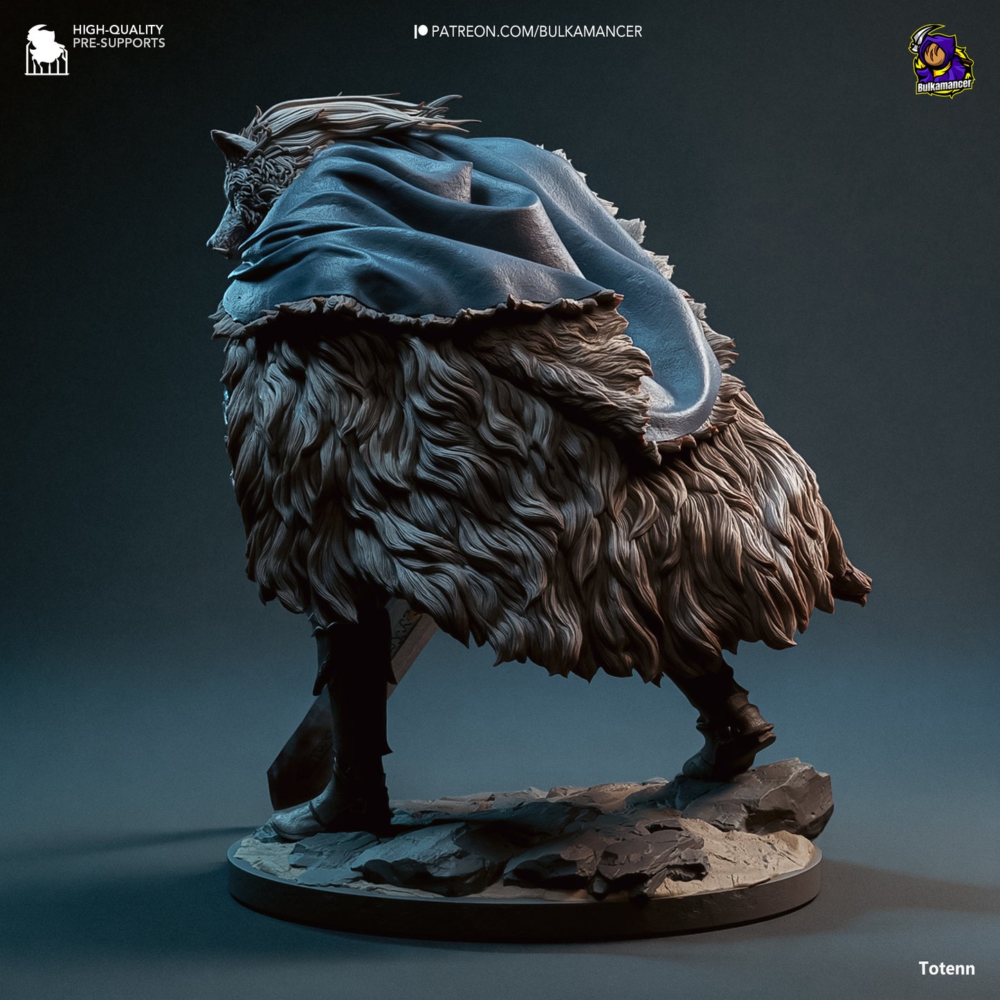 Blaidd the Half-Wolf Elden Ring Statue - High-Detail 3D Printed Collectible Figure, Hand-Painted or Unpainted Version