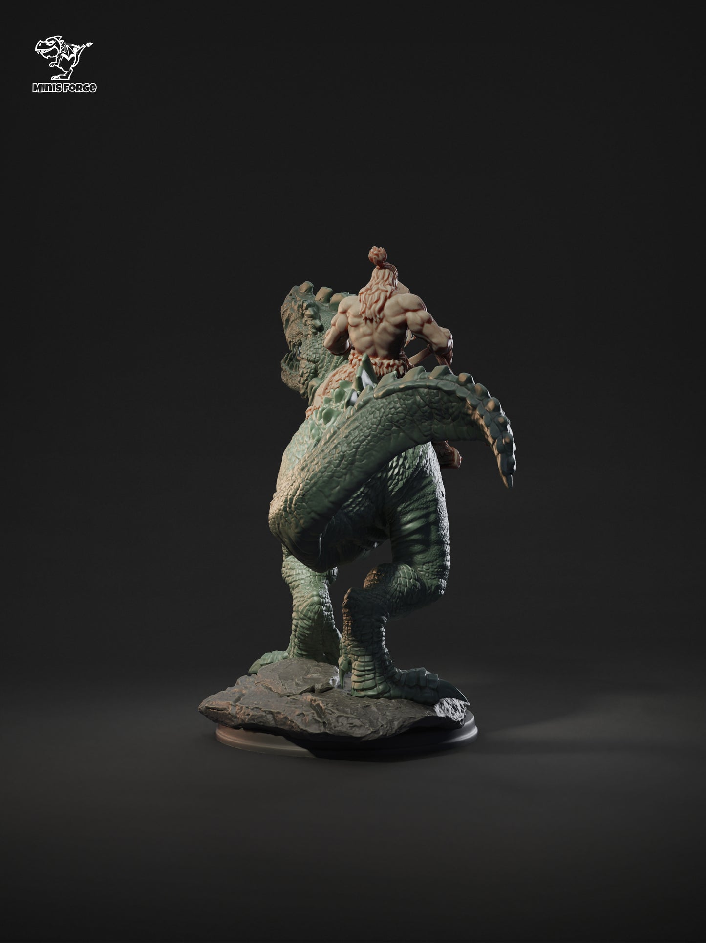 Command Attention: Barbarian Anbass Riding Mighty T-Rex, a Premium D&D Miniature for Tabletop Gaming