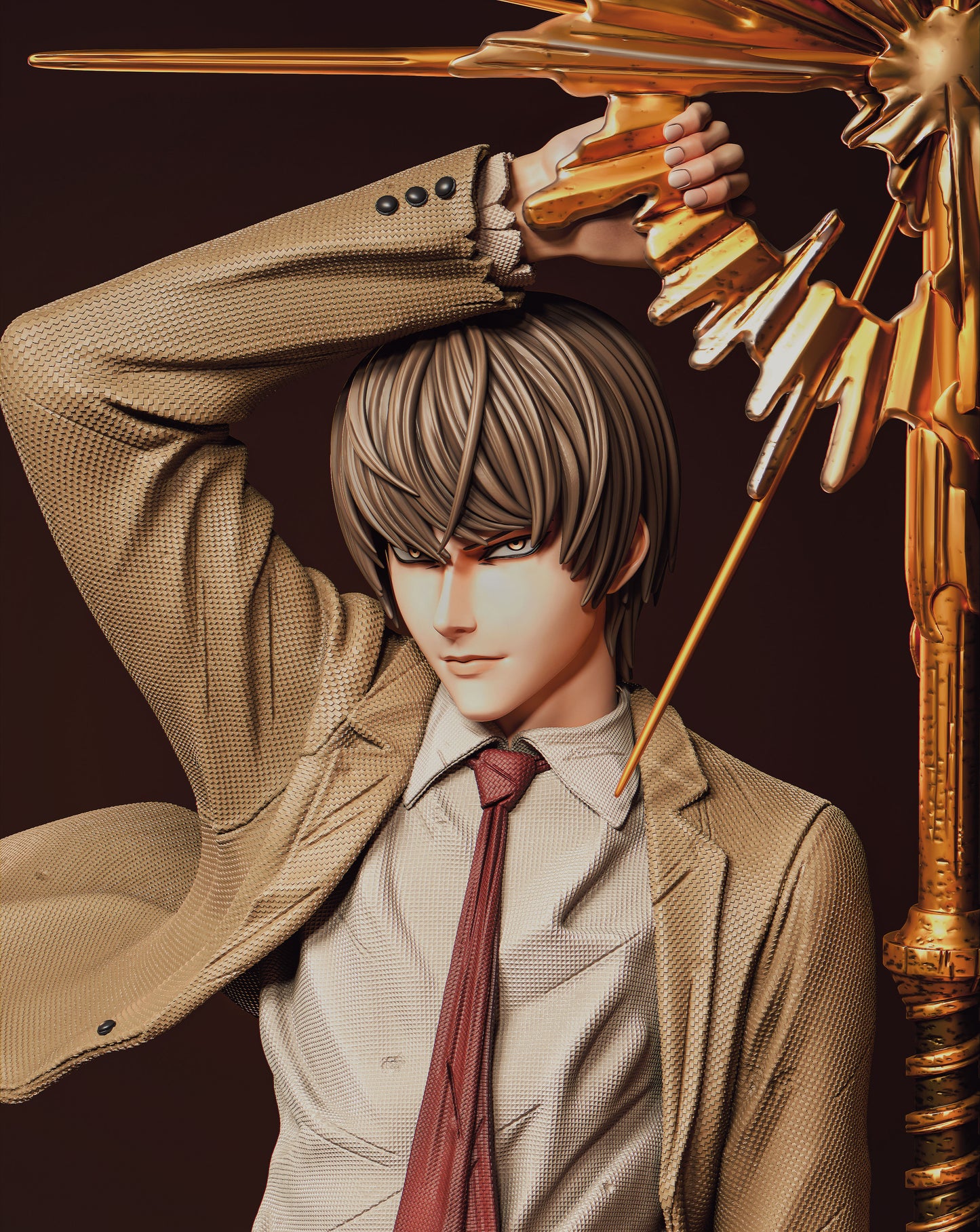 Light Yagami 3D Printed Statue | High-Detail Death Note Collectible Figure | Painted or Unpainted Resin Model for Display