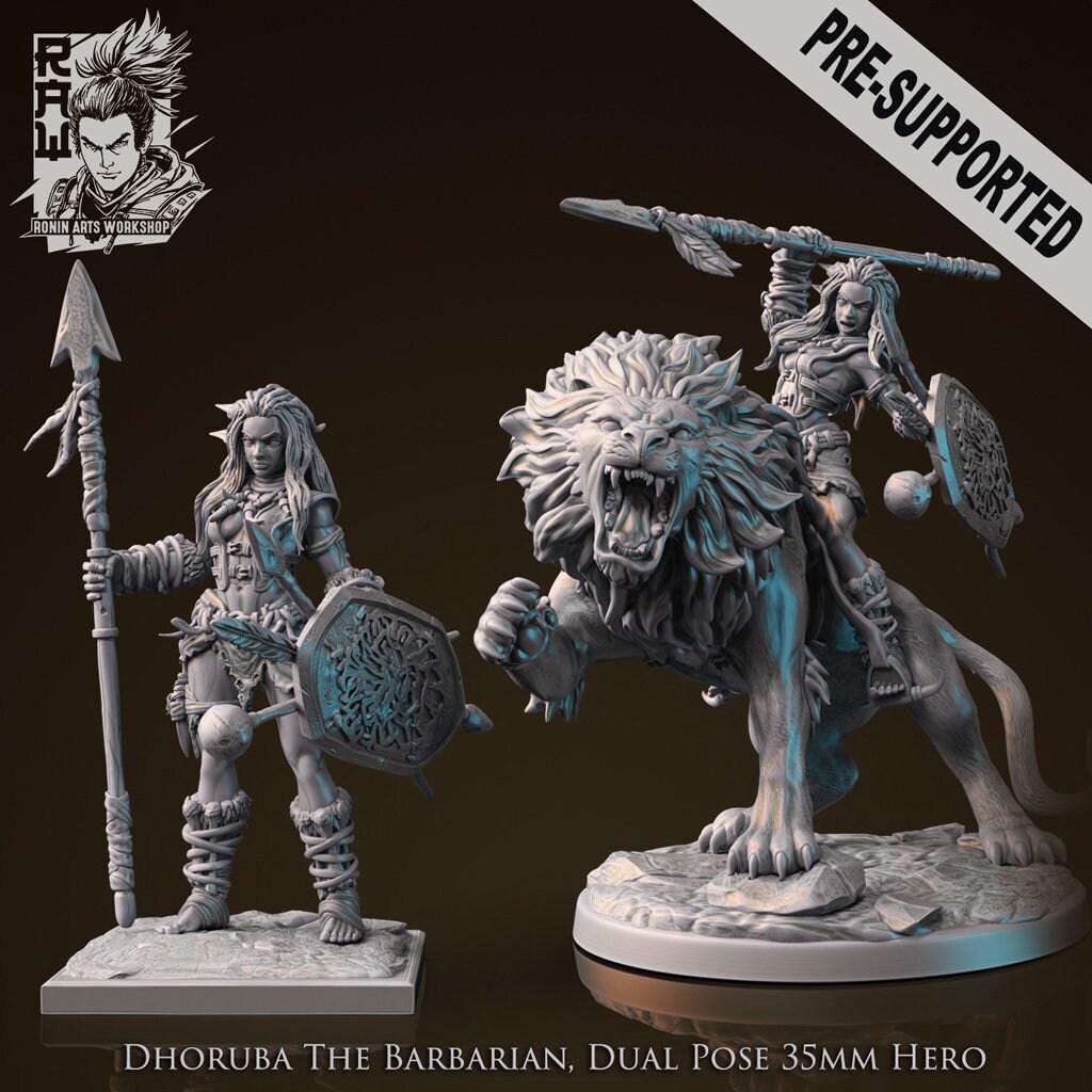 Dhoruba the Barbarian Collectible Miniature, 35 mm, Tabletop miniatures, Pathfinder, dungeons and dragons, dnd