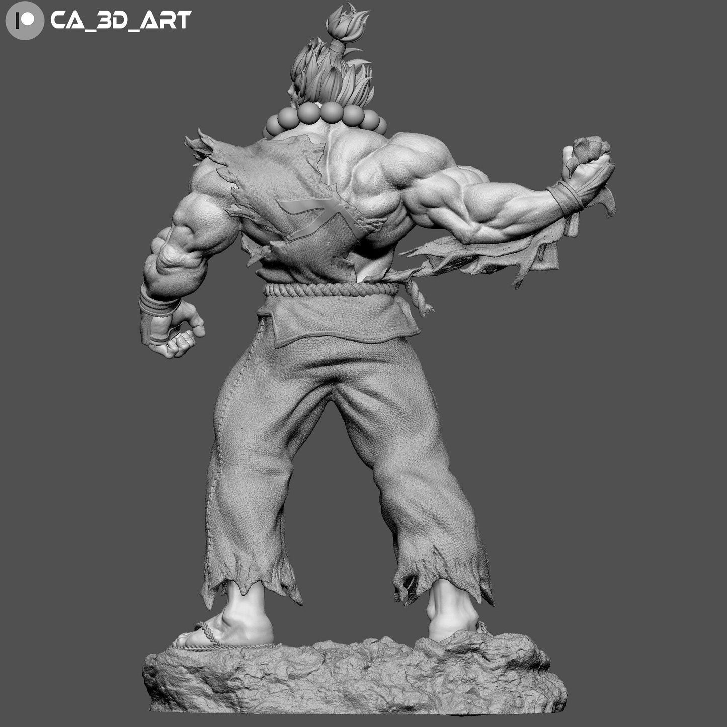 Unleash the Raging Demon: Akuma 3D Printed Resin Collectible Statue - Street Fighter Icon