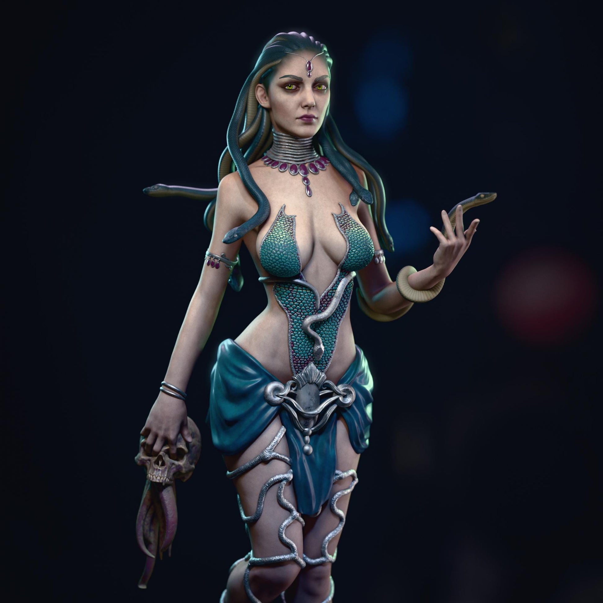 a woman dressed in a costume holding a knife