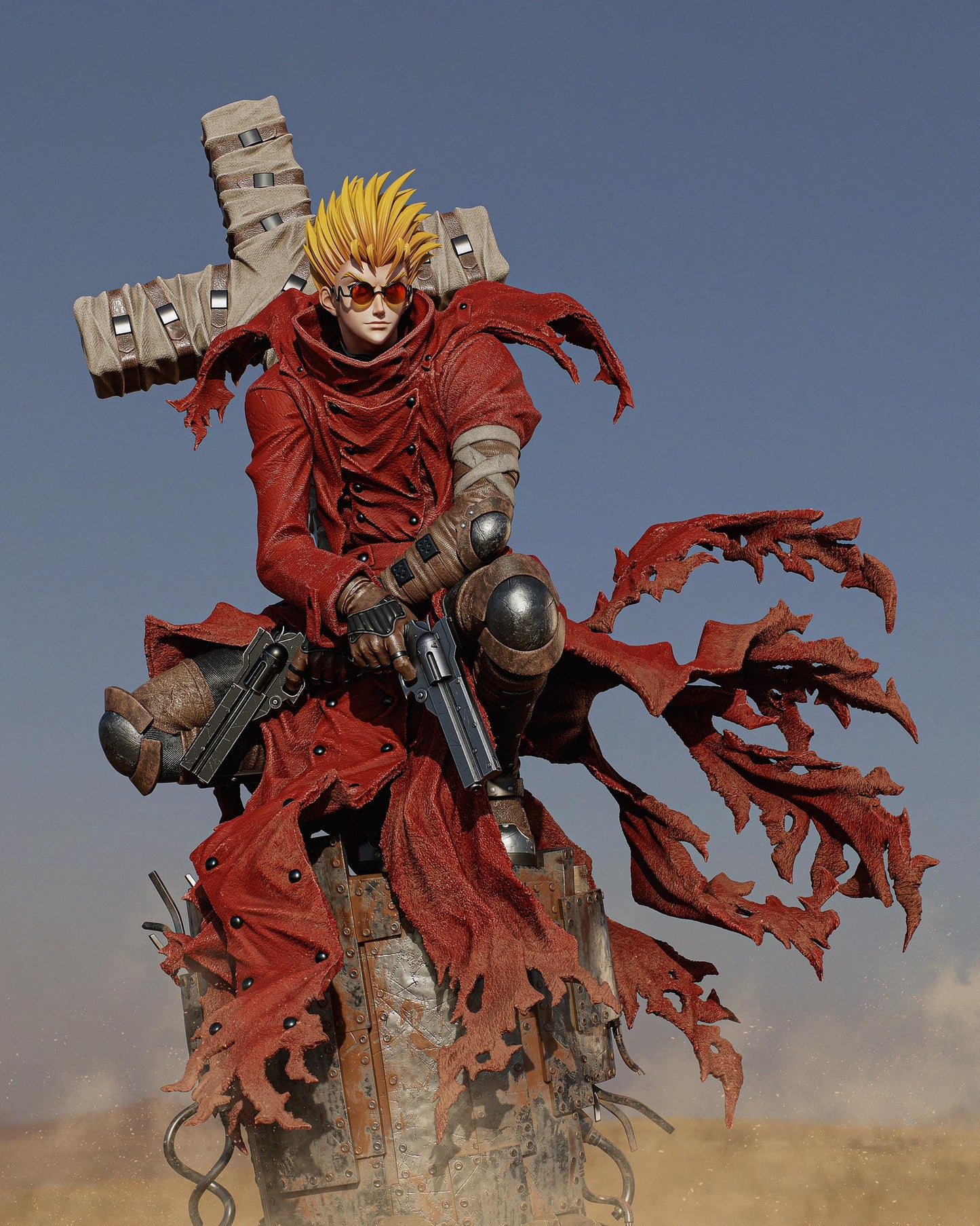 Vash the Stampede Collectible Statue Hand-Painted 3D Resin Figure - Ready-to-Display Humanoid Typhoon, Trigun Memorabilia, Angel Arm Art
