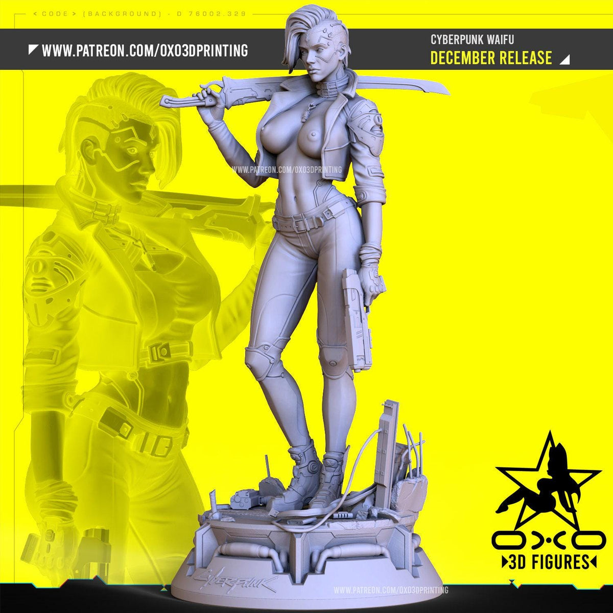 Cyberpunk Waifu NSFW 3D Printed Statue – Mature Sci-Fi Figure Resin Collectible, Made to Order for Adult Collectors