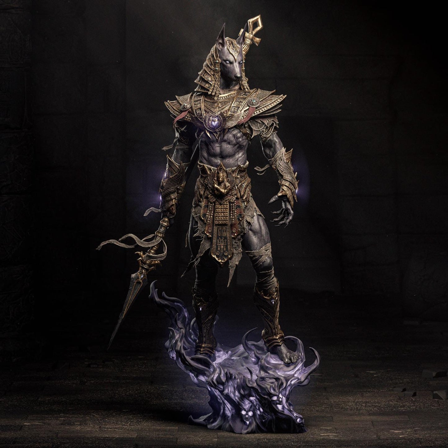 a statue of a demon with a sword in his hand