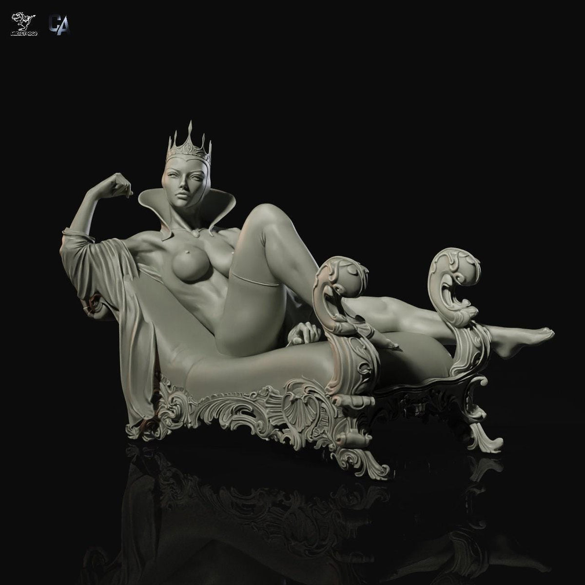Evil Queen NSFW 3D Printed Statue – Mature Dark Fairy Tale Resin Collectible, Made to Order for Adult Collectors & Fans