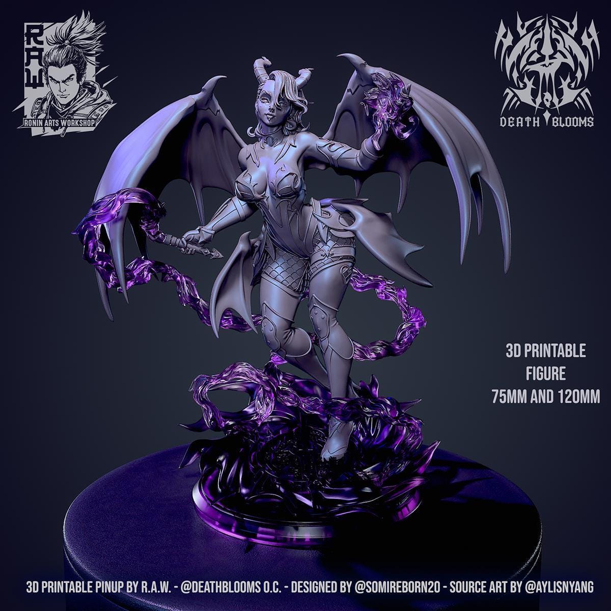 Death Blossom Bunny NSFW 3D Printed Statue – Mature Demon Pin-Up Resin Collectible, Made to Order for Adult Collectors