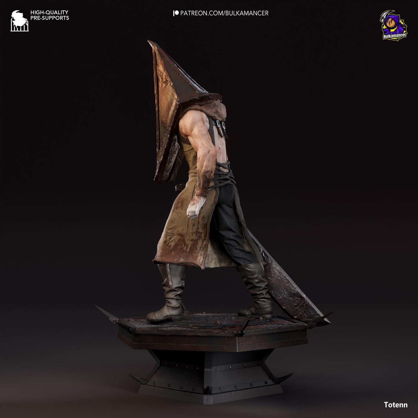 a statue of a man with a bat on his head