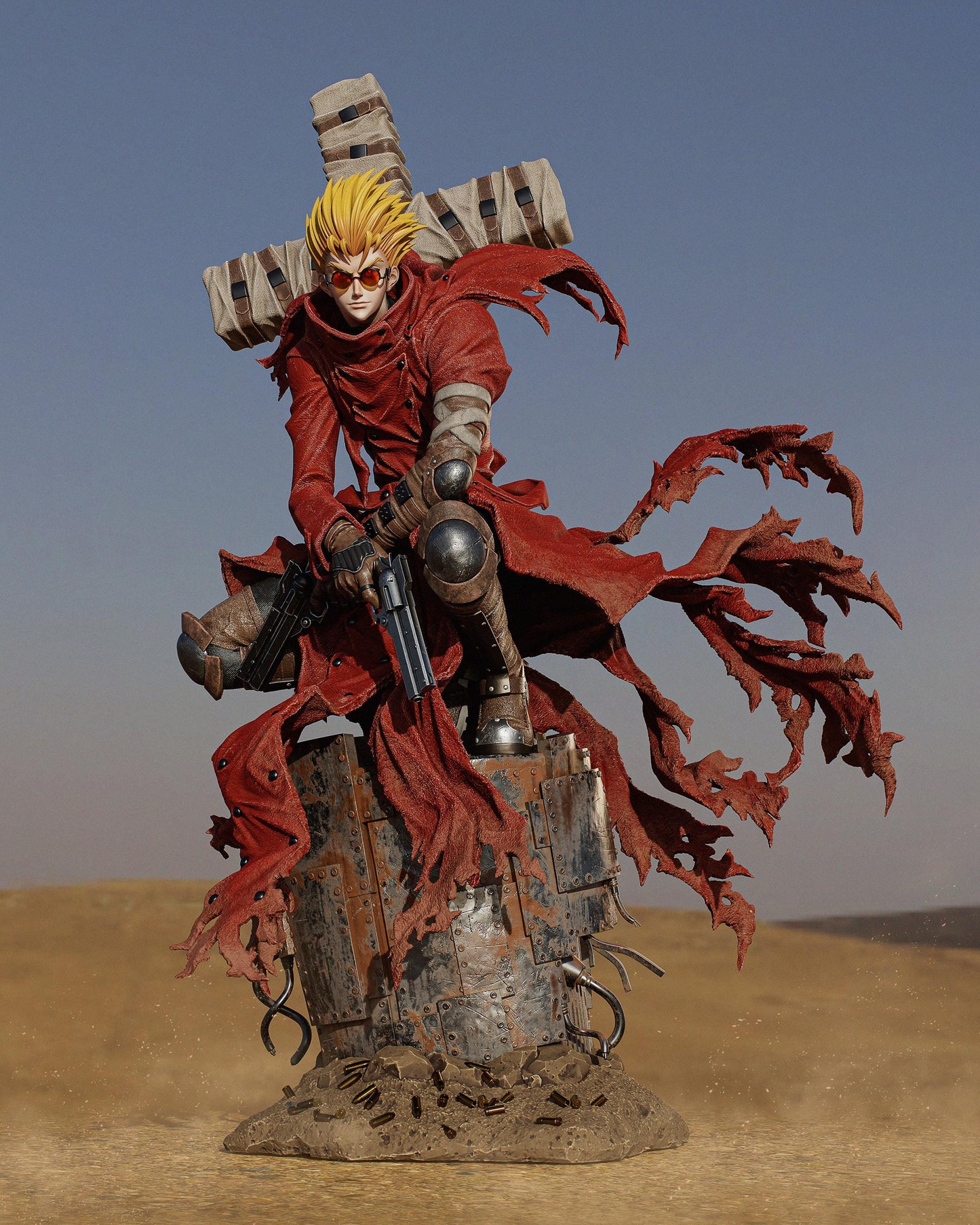 Vash the Stampede Collectible Statue Hand-Painted 3D Resin Figure - Ready-to-Display Humanoid Typhoon, Trigun Memorabilia, Angel Arm Art
