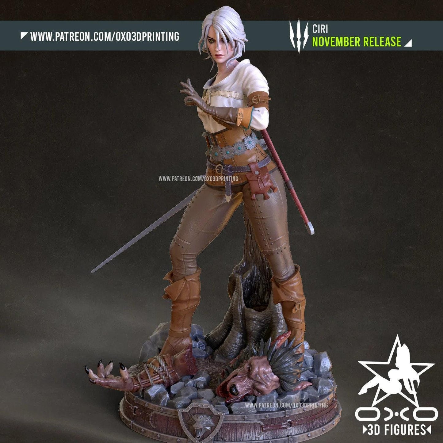 Ciri The Witcher Resin Statue - Hand-Painted or Unpainted 3D Printed Collectible | Fantasy NSFW Decor