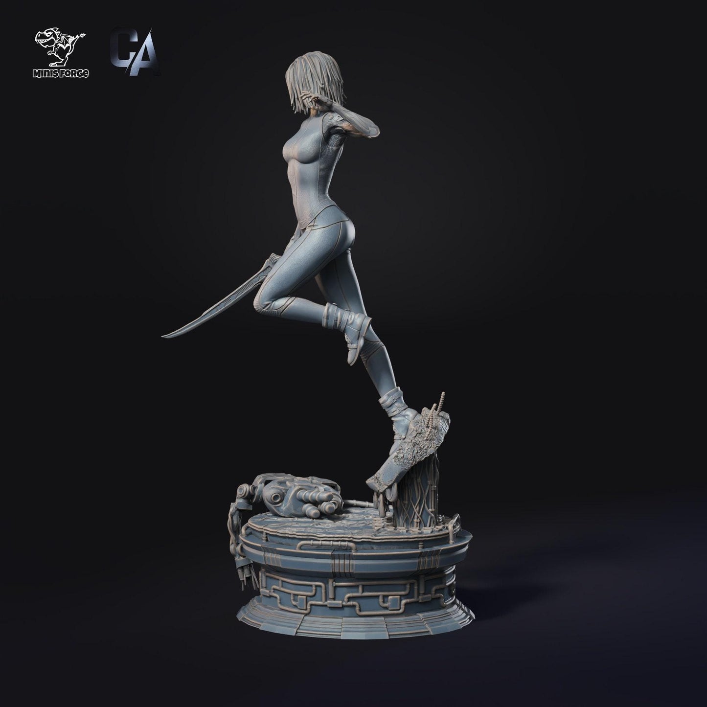 Battle Angel Alita: Dynamic Fanart 3D-Printed Collectible Figure - Cyberpunk