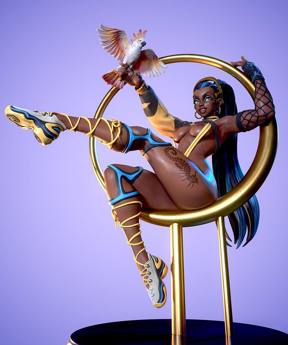 Pin Up Angelique NSFW 3D Printed Statue – Mature Framed Fantasy Resin Collectible, Made to Order for Adult Collectors