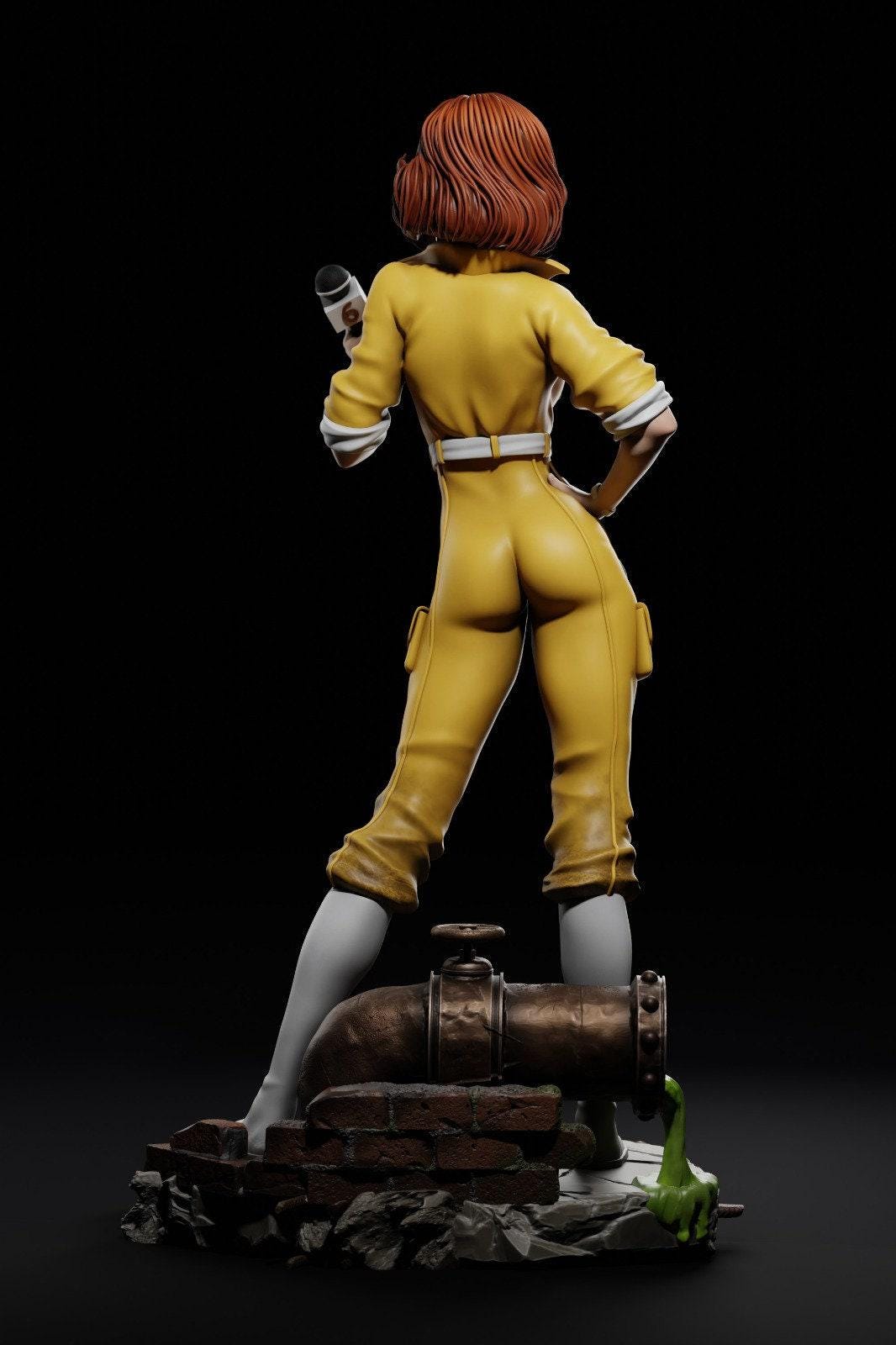April O'Neil TMNT NSFW 3D Printed Statue – Mature Comic Heroine Resin Collectible, Made to Order for Adult Collectors