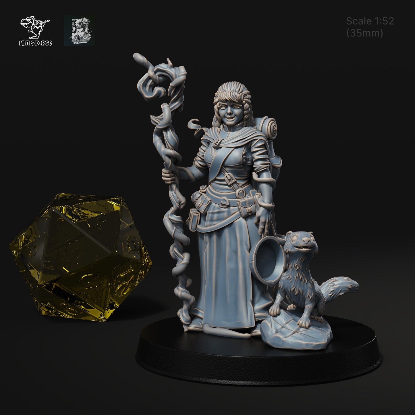 Maara Halfling Druid: Embrace the Magic of Nature with a 3D-Printed Miniature for DnD, Pathfinder, Warsurge, and Tabletop Adventures