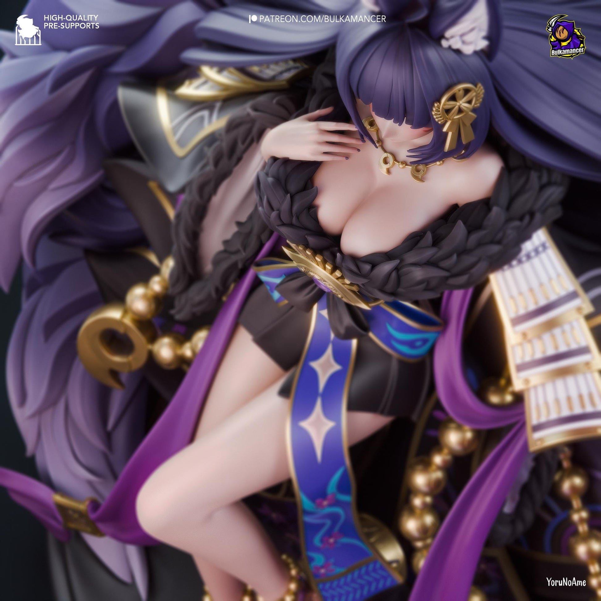 a woman dressed in a costume with purple hair
