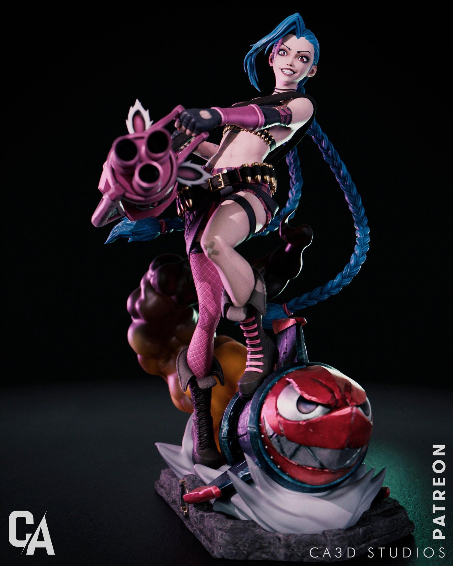 Arcane Jinx 3D Printed Statue, a Hand-Painted League of Legends Collectible Figure. A Must-Have Gaming Gift and Desk Decor.