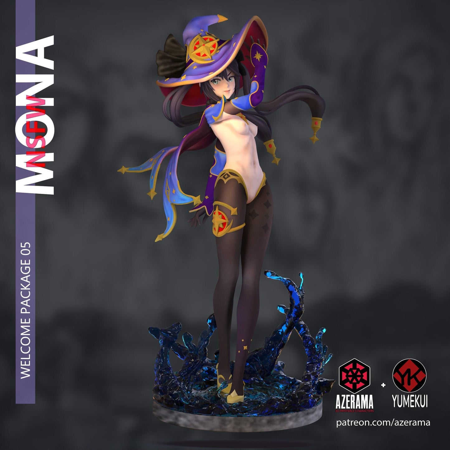 Mystical Astrologist: Mona 3D Print Collectible Statue – Genshin Impact Figure with NSFW Option