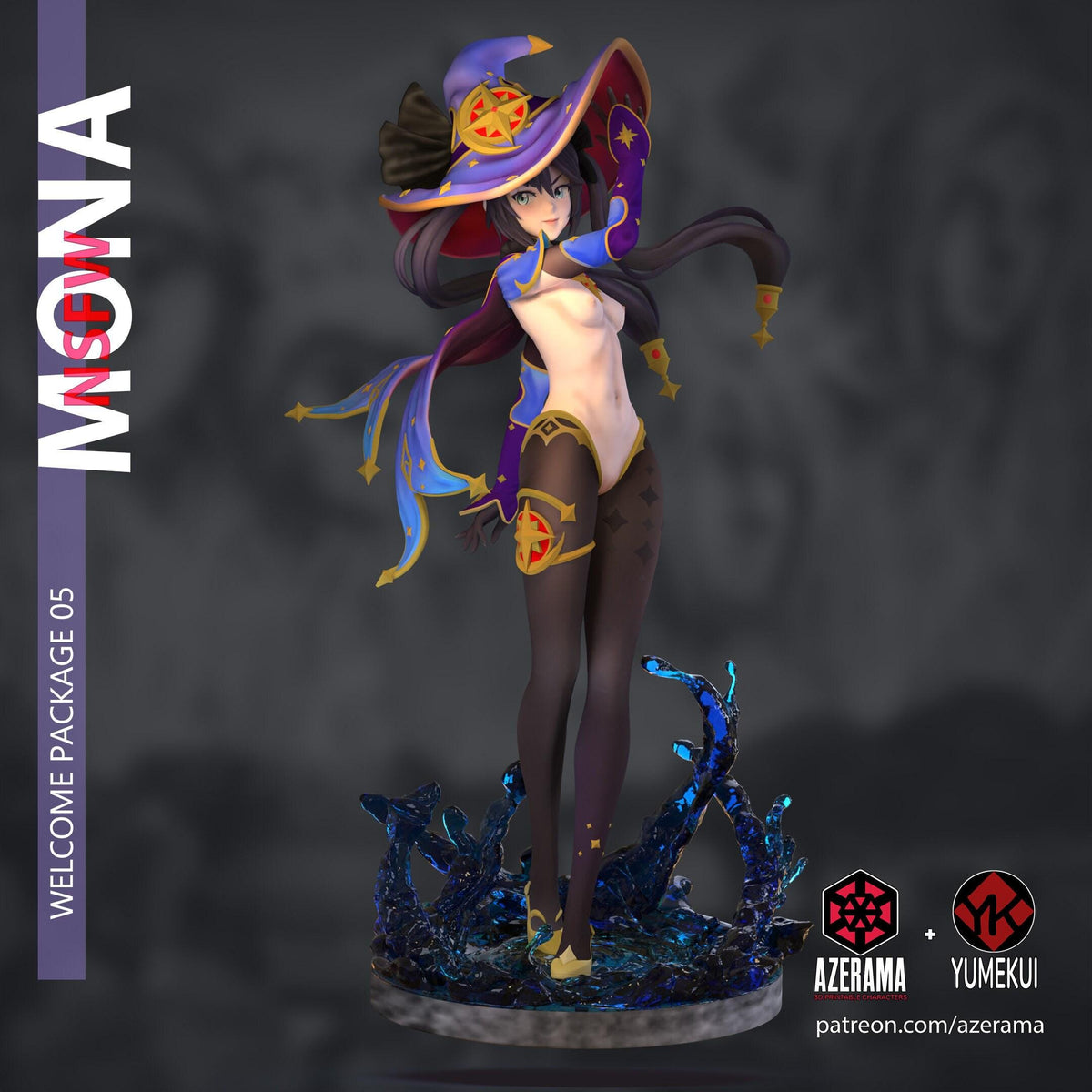 Mona NSFW 3D Printed Statue – Mature Hydro Astrologist Resin Collectible, Made to Order for Adult Collectors & Fans