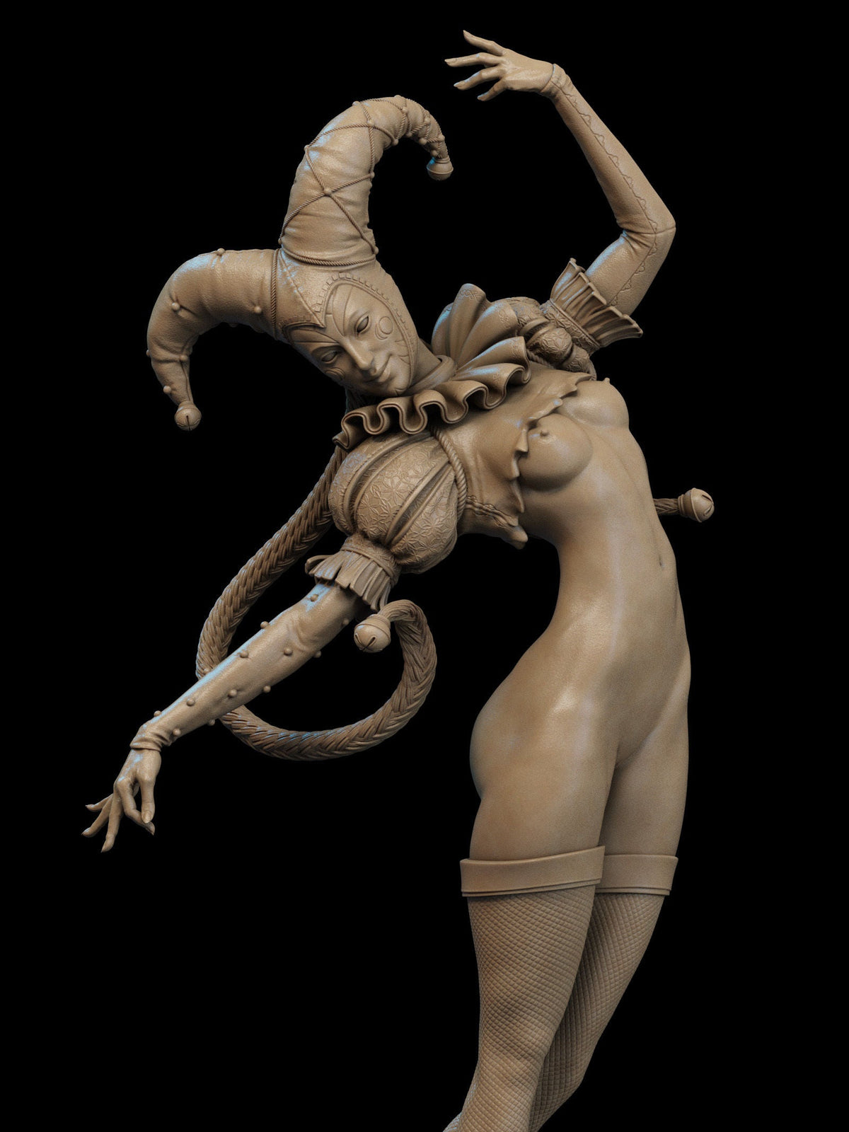 Jester Fantasy NSFW 3D Printed Statue – Mature Harlequin Resin Collectible, Made to Order for Adult Collectors & Fans