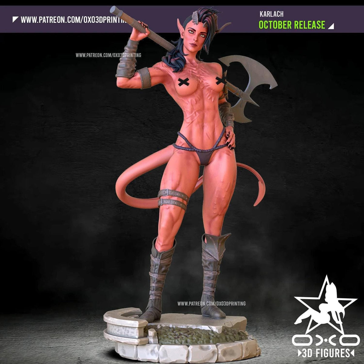 Karlach Infernal NSFW 3D Printed Statue – Mature Baldur's Gate Resin Collectible, Made to Order for Adult Collectors