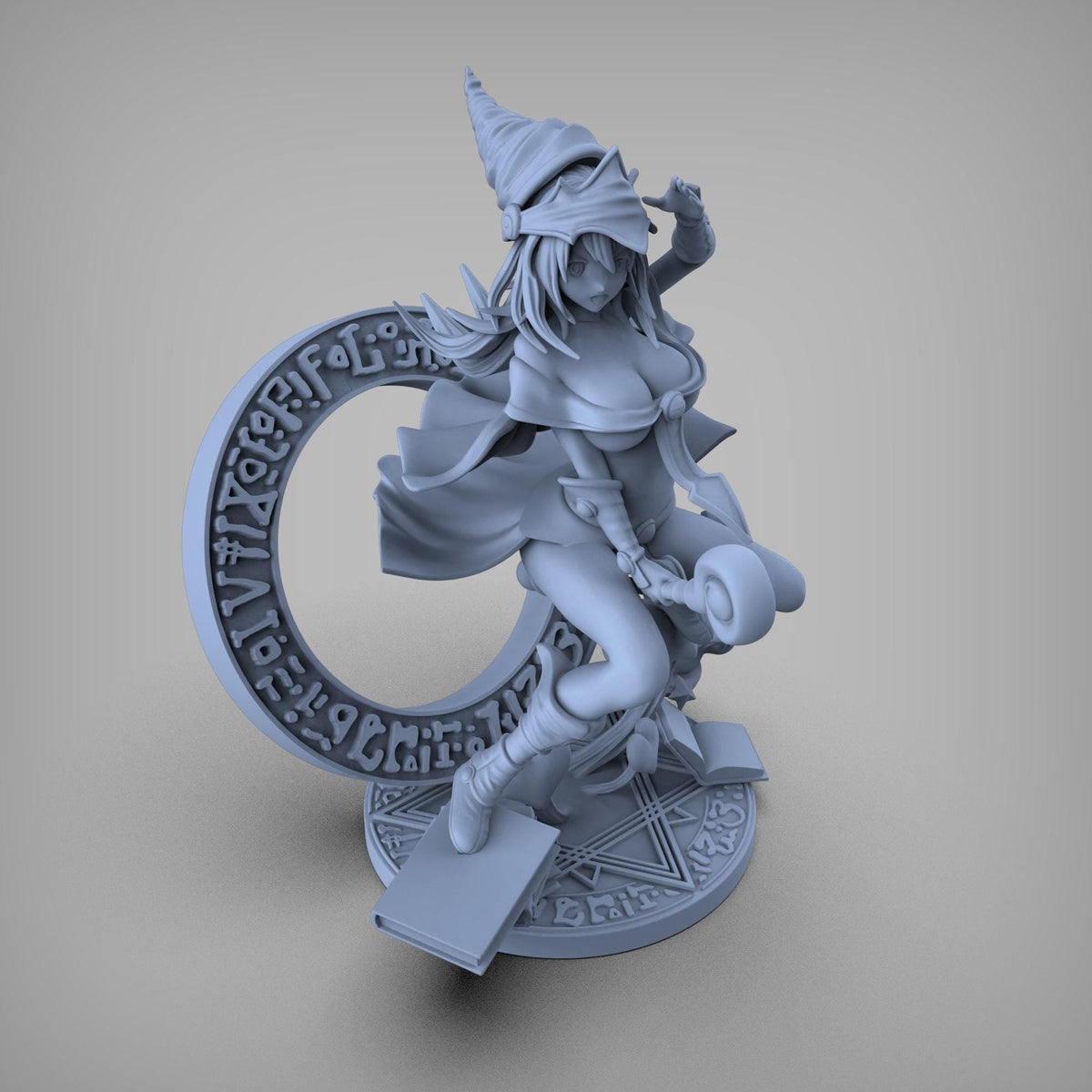 Dark Magician Girl NSFW 3D Printed Statue – Mature Crescent Moon Resin Collectible, Made to Order for Adult Collectors