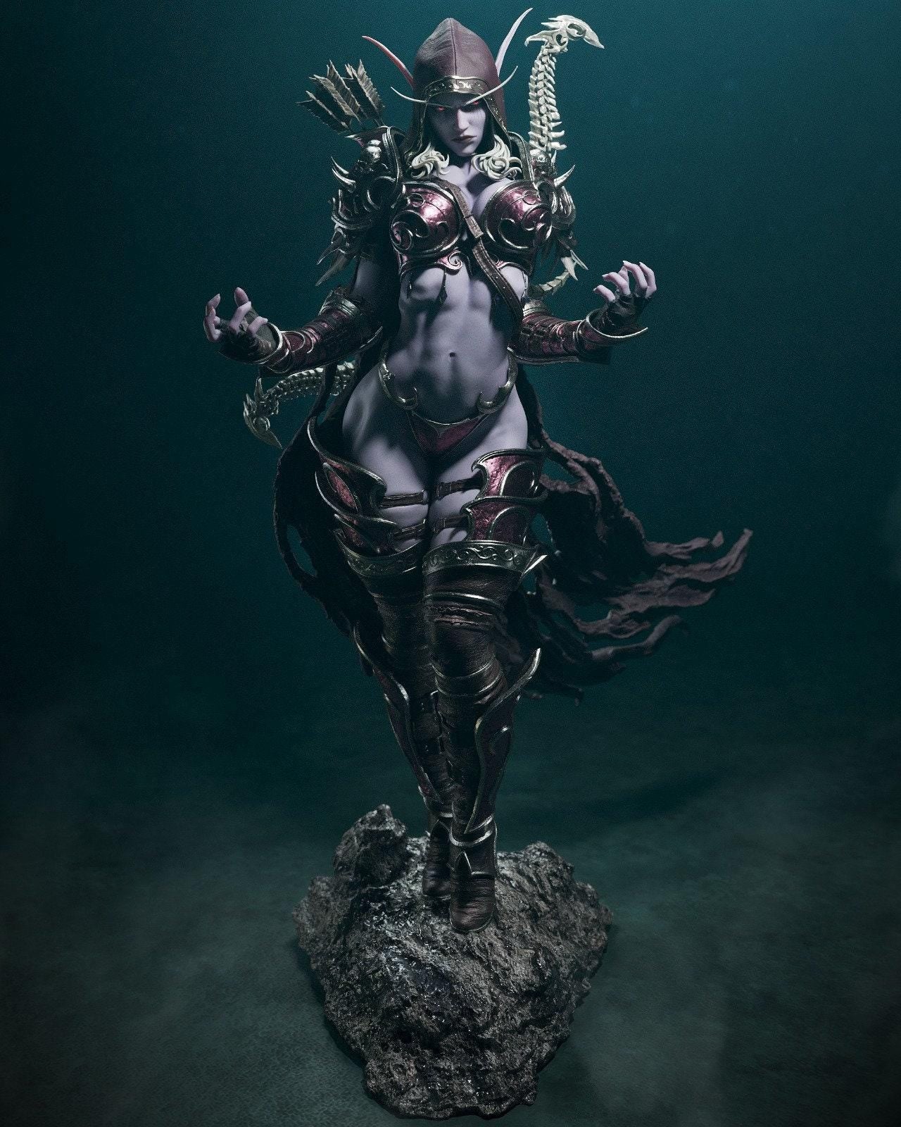 Command the Undead: Sylvanas Windrunner WoW 3D Printed Statue – Optional NSFW Variant for Adult Collector