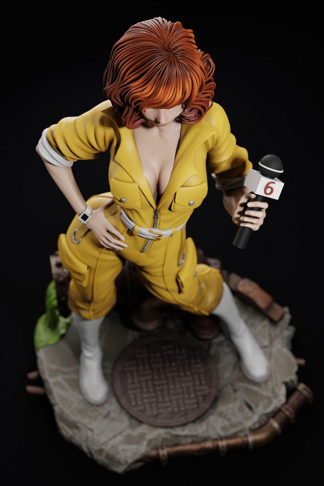 April O'Neil TMNT NSFW 3D Printed Statue – Mature Comic Heroine Resin Collectible, Made to Order for Adult Collectors