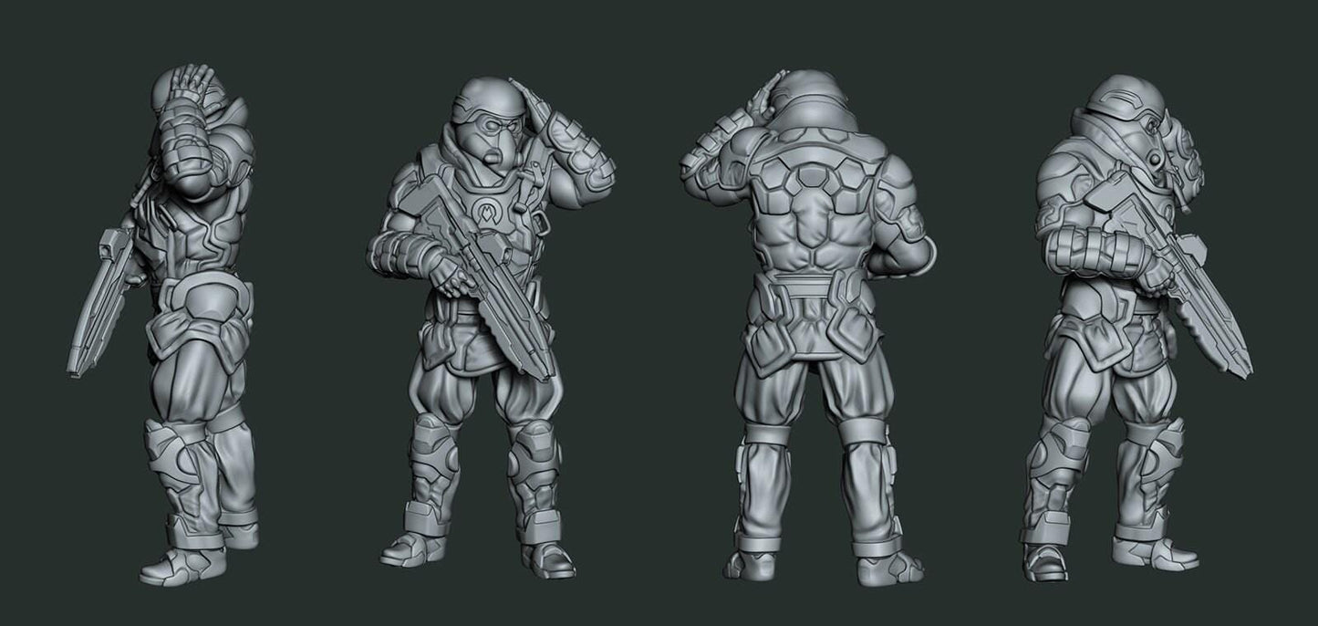 Judge "QRS" Trooper - Unpainted 35mm Cyberpunk Miniature - Enforcer Figure