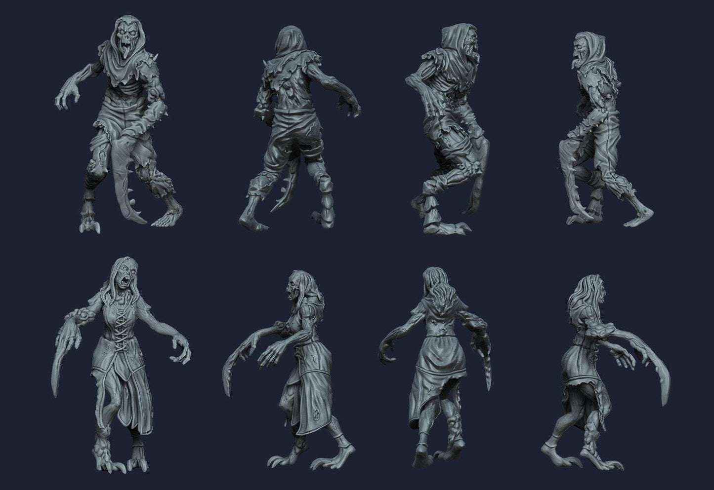 Zombie 35mm Scale Unpainted Miniature | Detailed Resin Model for Tabletop RPG & Wargaming