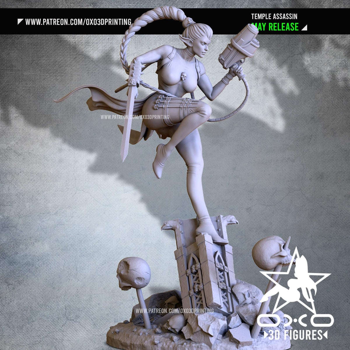 Calli Assassin NSFW 3D Printed Statue – Mature Anime Art Resin Collectible, Made to Order for Adult Collectors & Fans