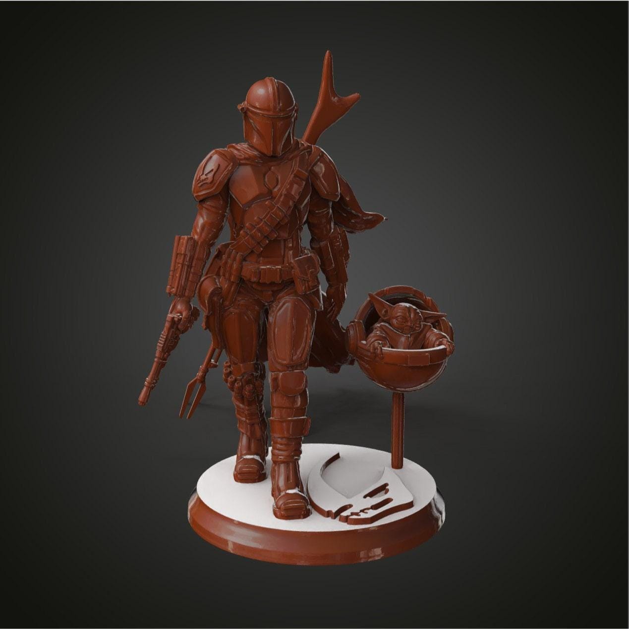 Bounty Hunter with Companion Collectible Fanart Miniature, 3d Print, 3d Printed Miniature