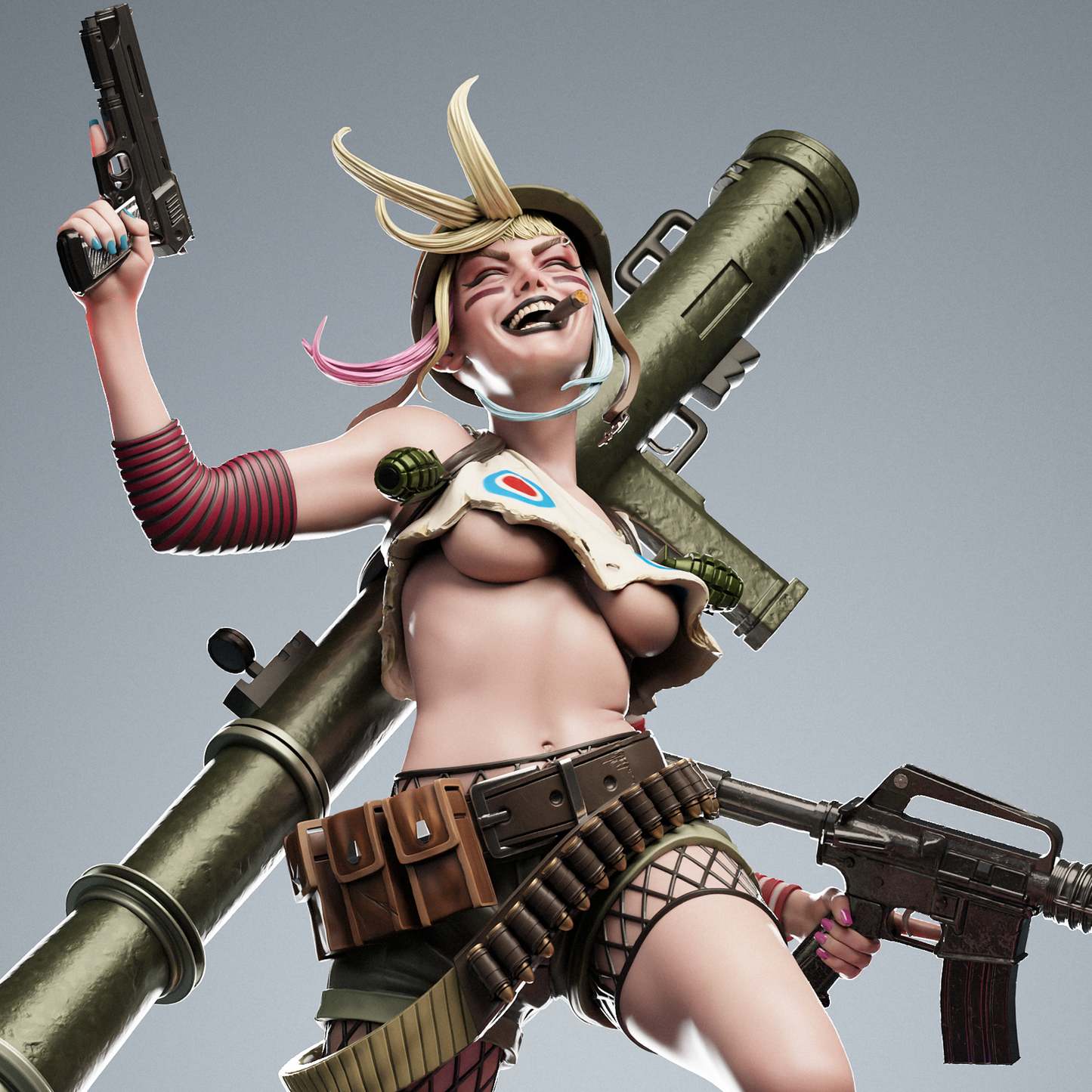 Tank Girl 3D Printed Collectible Statue - Hand-Painted Figure from Classic Comics - High-Quality Fan Art