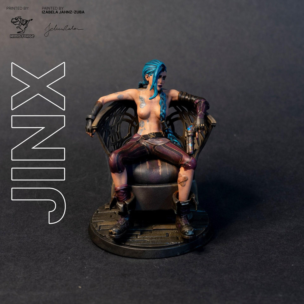 Jinx NSFW 3D Printed Statue – Mature Arcane Champion Resin Collectible, Made to Order for Adult Collectors and Hobbyists