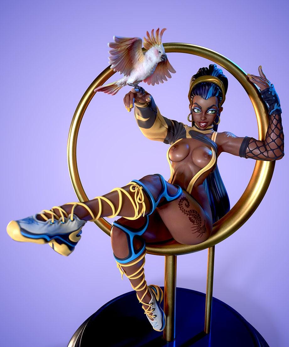 Pin Up Angelique NSFW 3D Printed Statue – Mature Framed Fantasy Resin Collectible, Made to Order for Adult Collectors