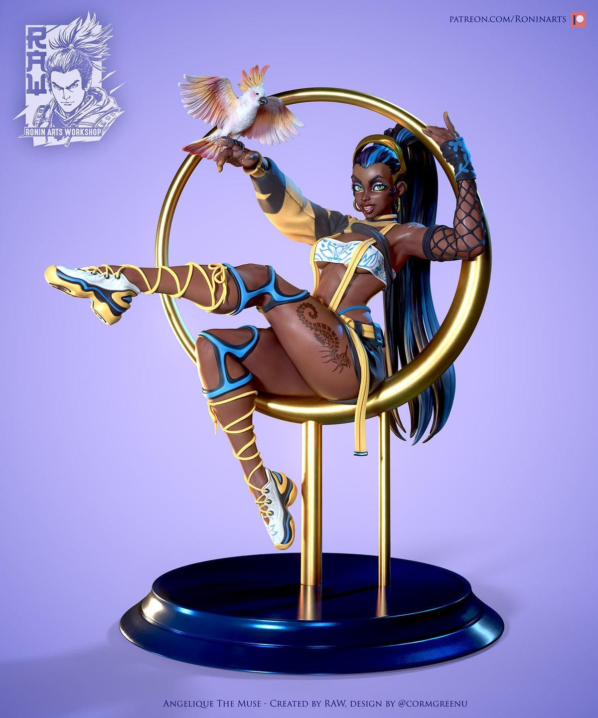 Pin Up Angelique NSFW 3D Printed Statue – Mature Framed Fantasy Resin Collectible, Made to Order for Adult Collectors